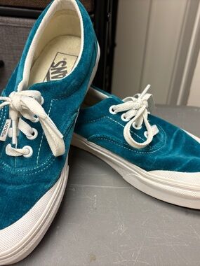 Vans Teal Suede Low-Top Sneakers with White Accents